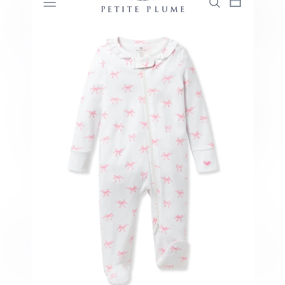 Petite Plume White and Pink Kids Footie